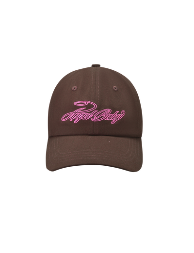 The TIGERMIST MERRYN CAP - CHOCOLATE is a brown 5-panel hat featuring pink "Royal Duty" embroidery on the front, shown against a plain white background.