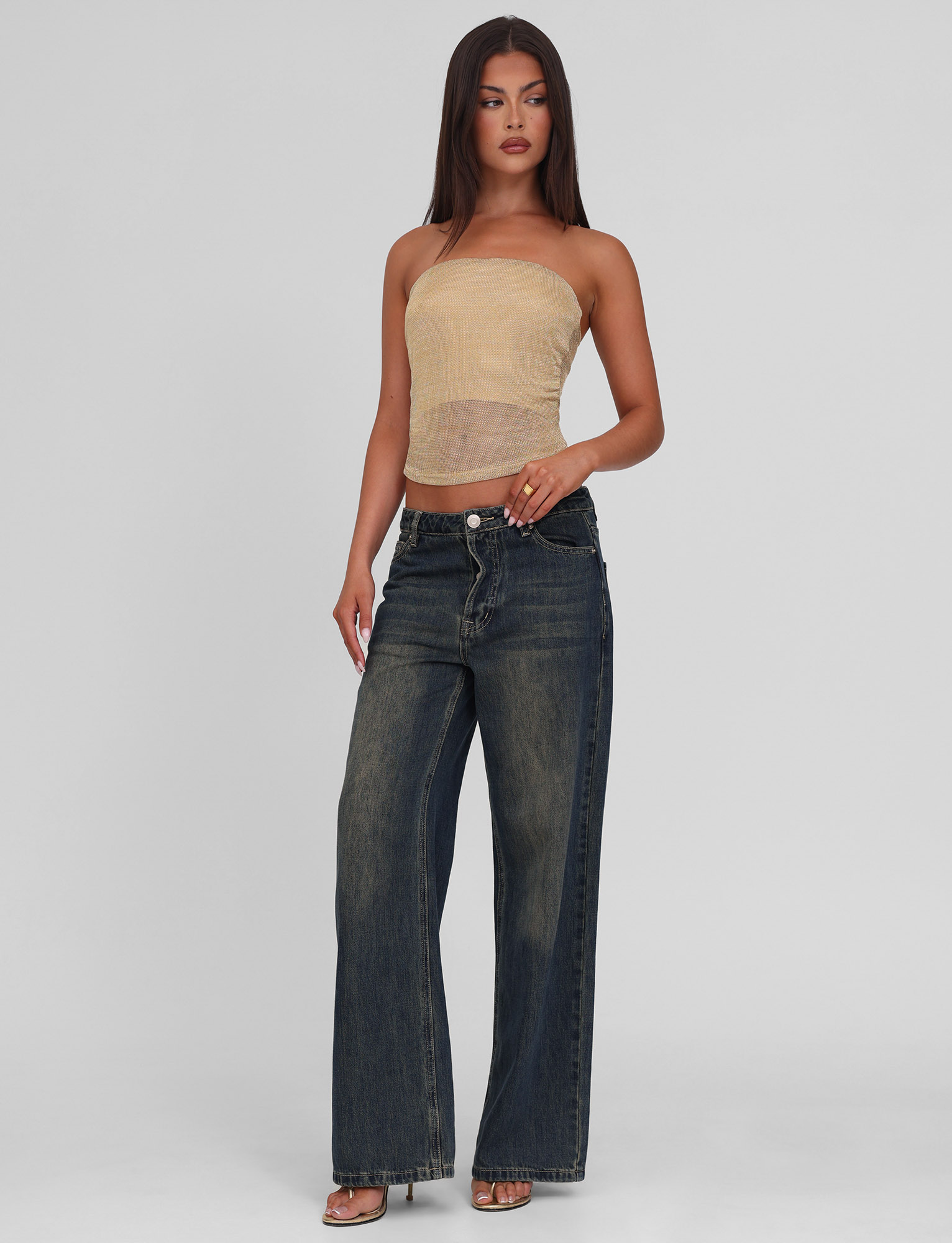 HARRIETT TUBE TOP - GOLD