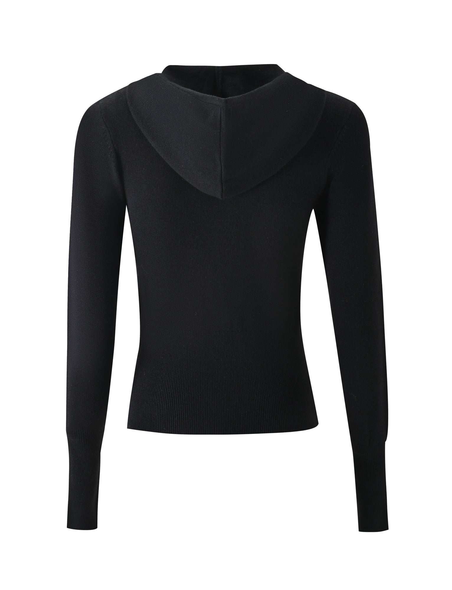 The SARINA JUMPER in black by TIGERMIST features long sleeves, a ribbed hem and cuffs, and is shown from the back against a white background.
