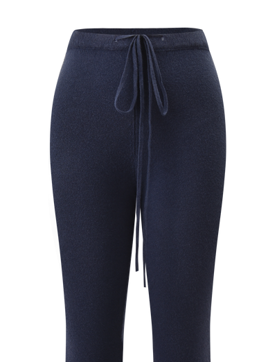 The TIGERMIST LEORA PANT in navy features a drawstring waist and relaxed fit, shown from waist to mid-calf against a white background.