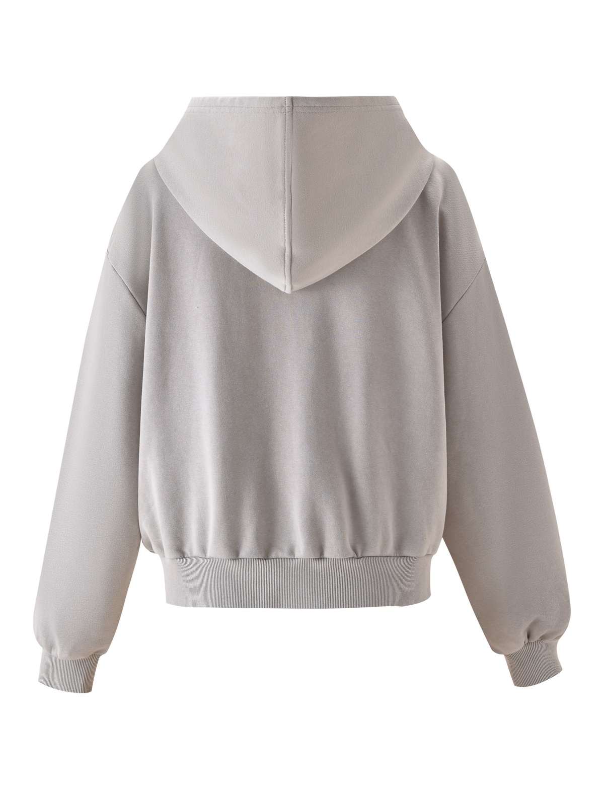 Back view of the TIGERMIST PAYTON HOODIE in Stone—a lightweight terry hoodie with long sleeves, ribbed cuffs, and waistband—shown against a white background.