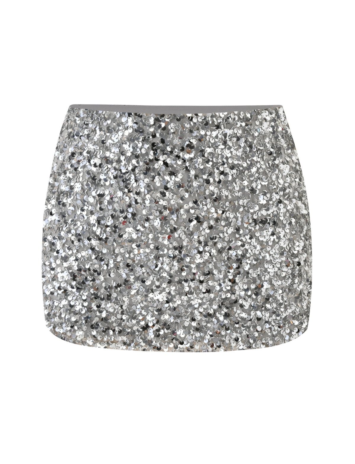The TIGERMIST REILYNN MINI SKIRT in silver features a straight fit and is fully coated in reflective sequins, making it the perfect sparkling party piece for your next night out.