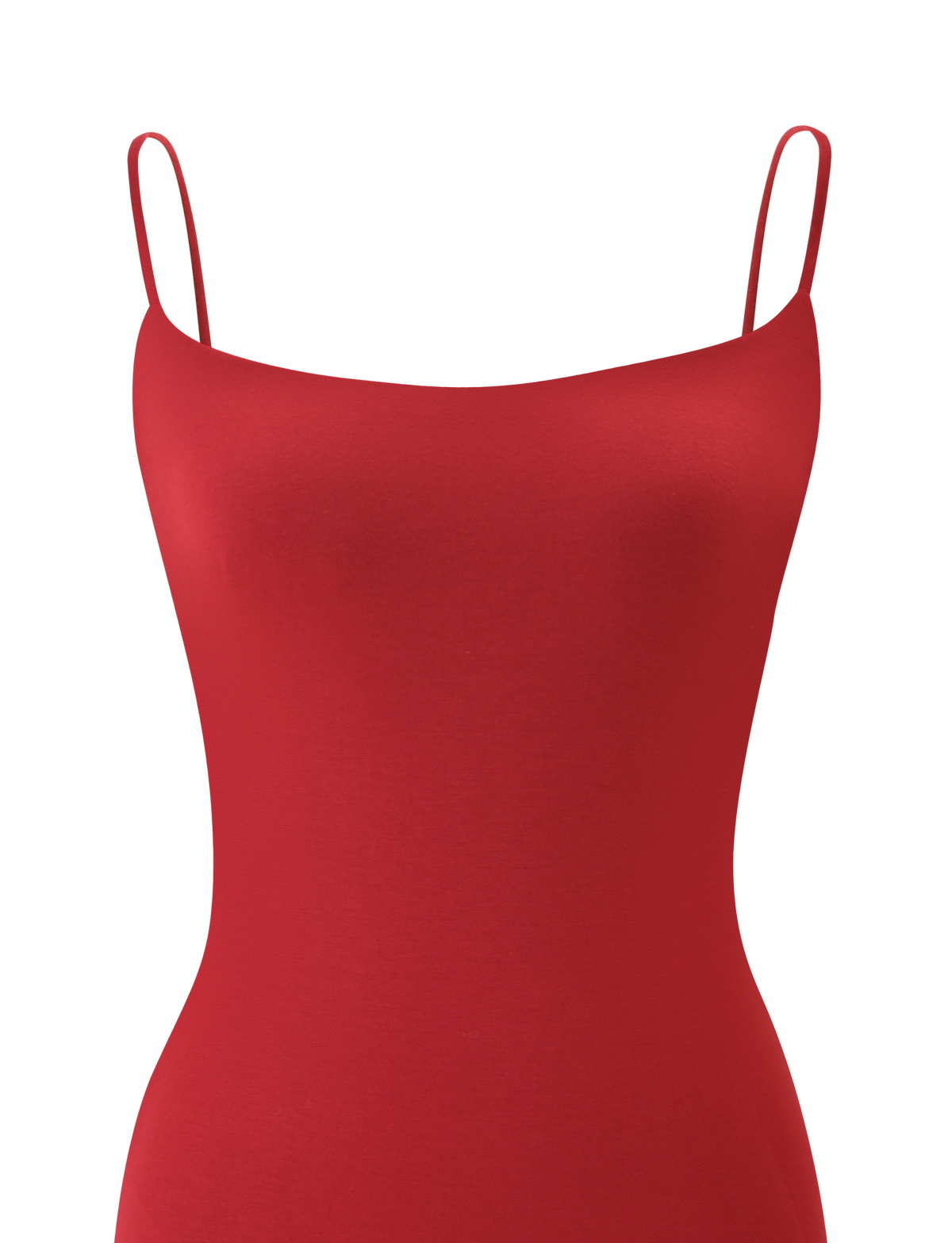 The MINERVA MINI DRESS by TIGERMIST is a sleeveless, form-fitting red bodycon mini dress with thin spaghetti straps, displayed from the front on a white background.