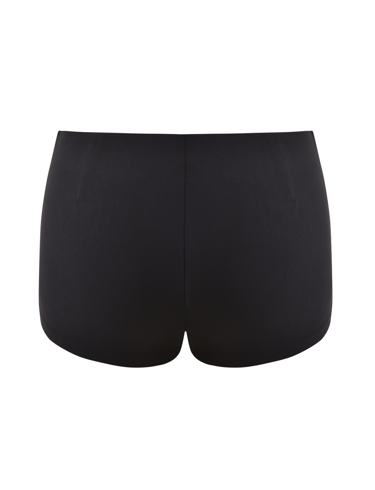 The MARREN SHORT - BLACK by TIGERMIST is a pair of black women's mini shorts, shown from the back with silver eyelet details, set against a plain white background.