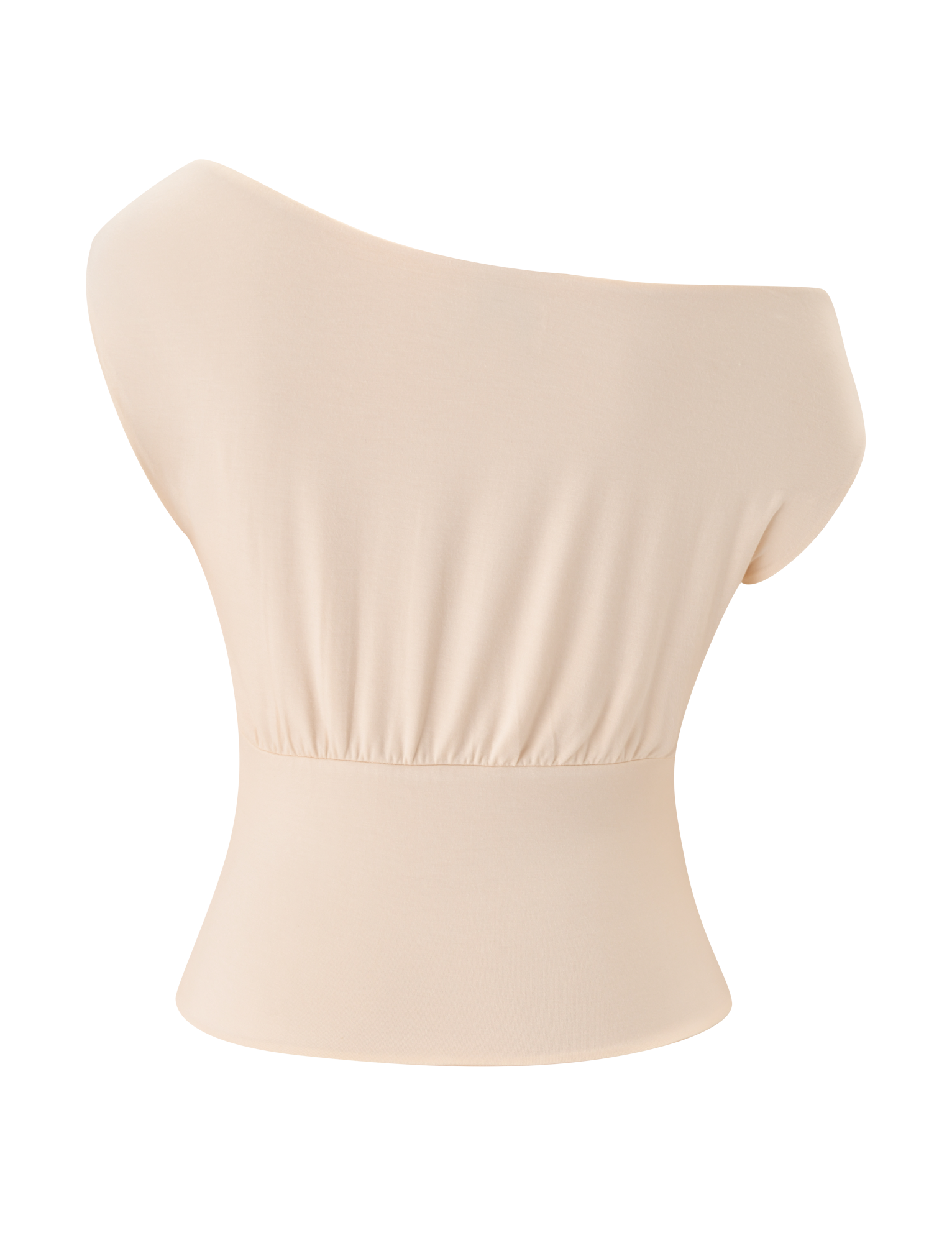 The TIGERMIST ALYSSA OFF SHOULDER TOP in cream features an off-shoulder neckline and a fitted, corseted waist with subtle gathering below the bust, shown against a plain white background.