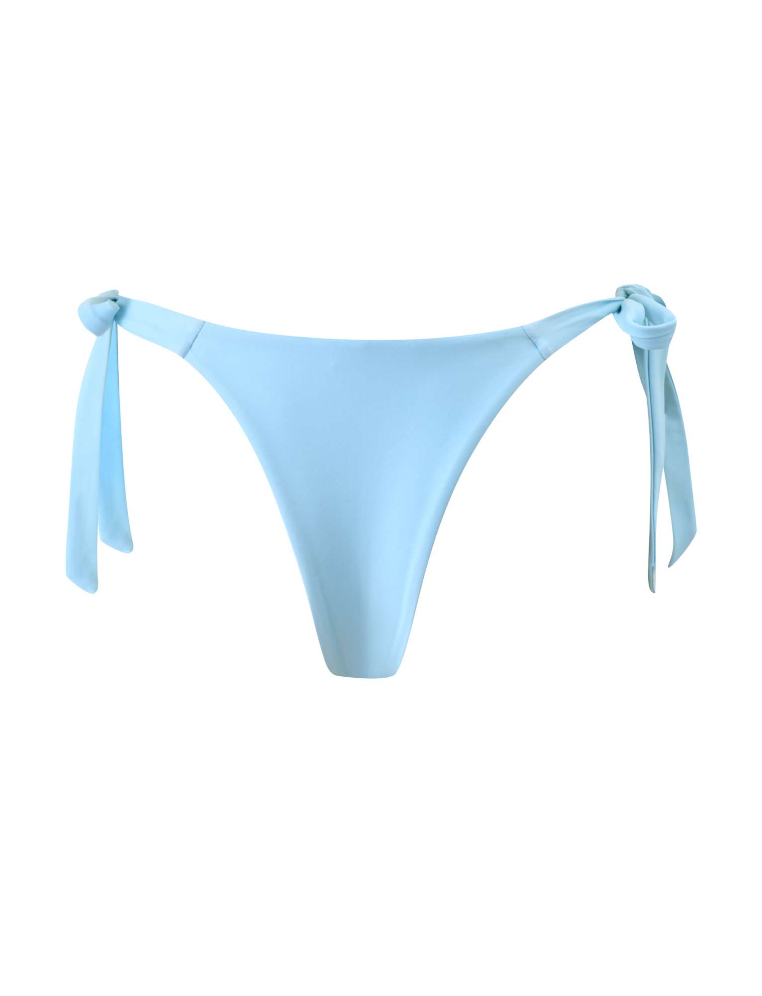 The SID BIKINI BOTTOM - BLUE by TIGERMIST features a light blue color with a purple floral print, high-cut legs, and adjustable side ties. Shown on a plain white background.