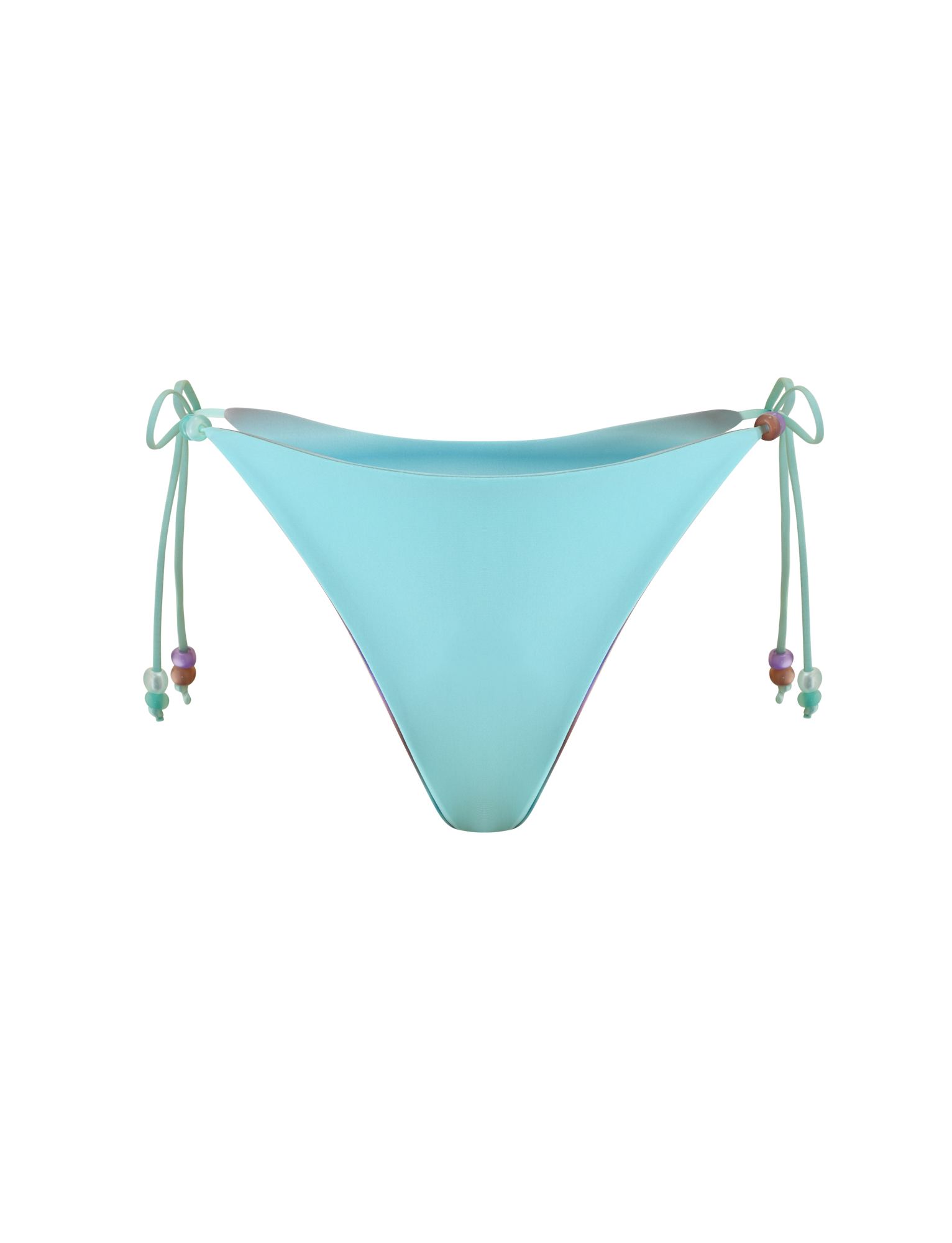 TIGERMIST REVERSIBLE FINLEA BIKINI BOTTOM in Mermaid Ombre Stripe, featuring a cheeky cut and adjustable side ties with vibrant bead accents, shown against a plain white background.