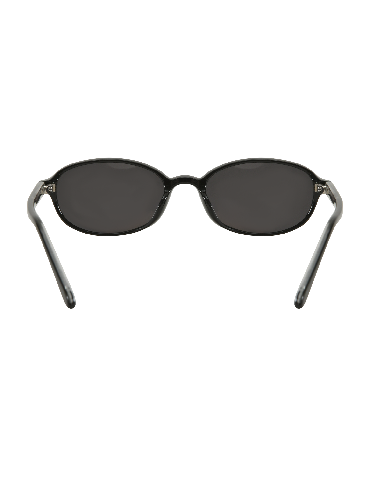 The ESTA GLASSES - BLACK by TIGERMIST are black oval sunglasses with dark UV400-protected lenses, displayed facing forward on a plain white background.