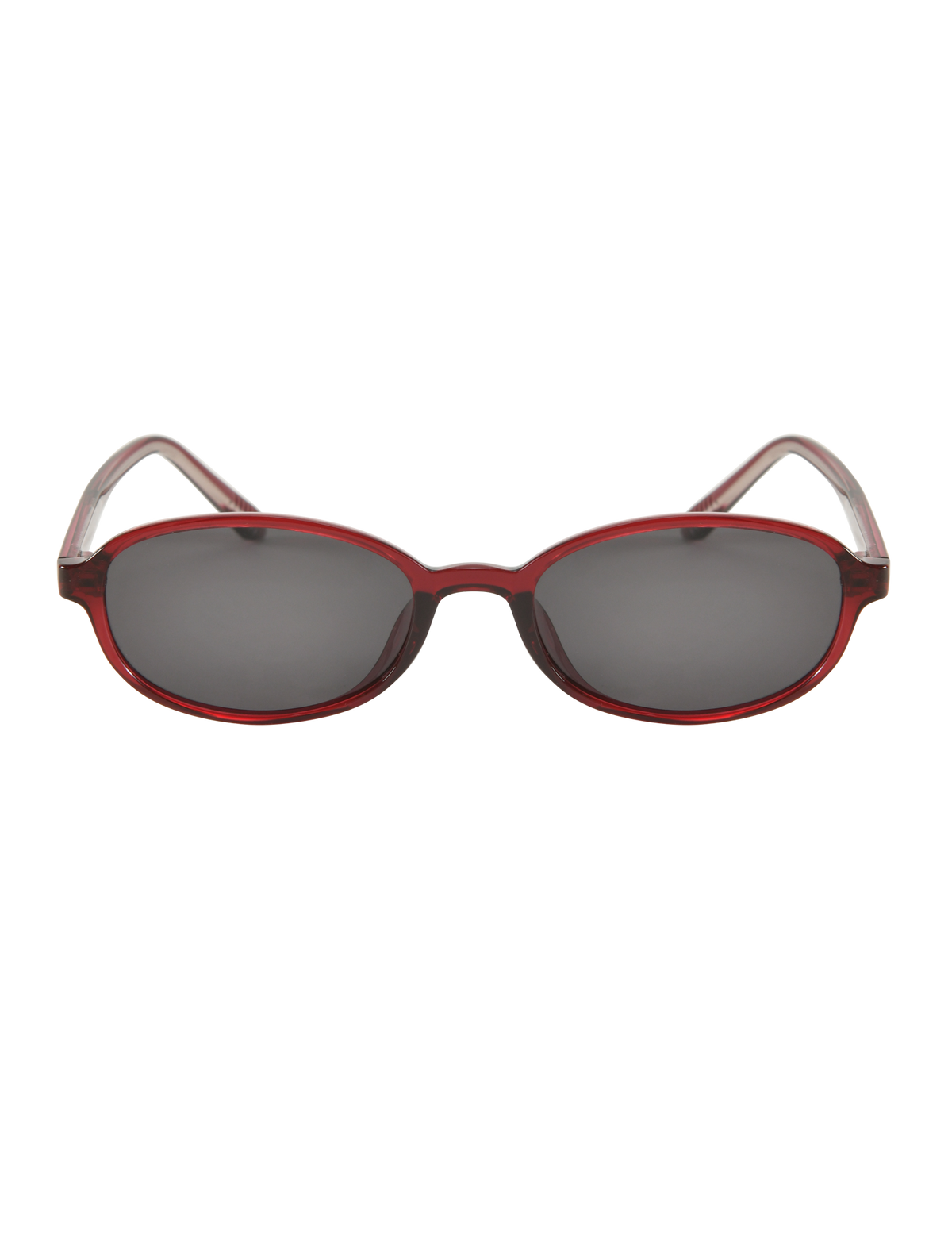 ESTA GLASSES - RED by TIGERMIST: Stylish oval sunglasses with red frames and dark-tinted UV400 lenses, shown on a plain white background.