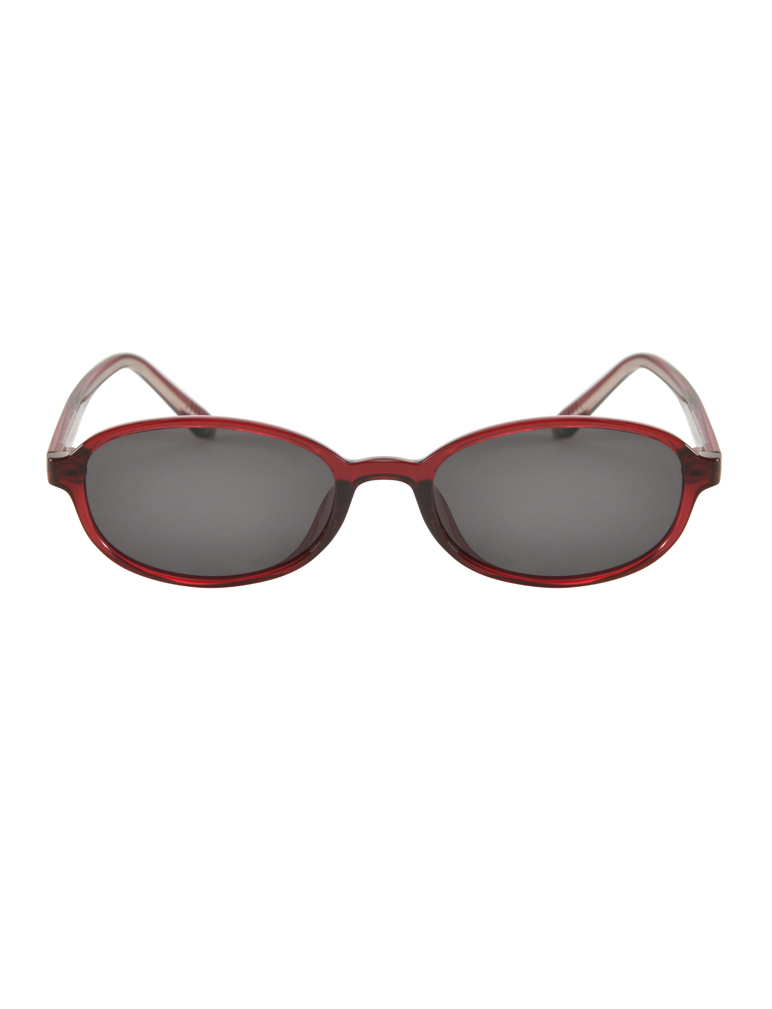 ESTA GLASSES - RED by TIGERMIST: Stylish oval sunglasses with red frames and dark-tinted UV400 lenses, shown on a plain white background.
