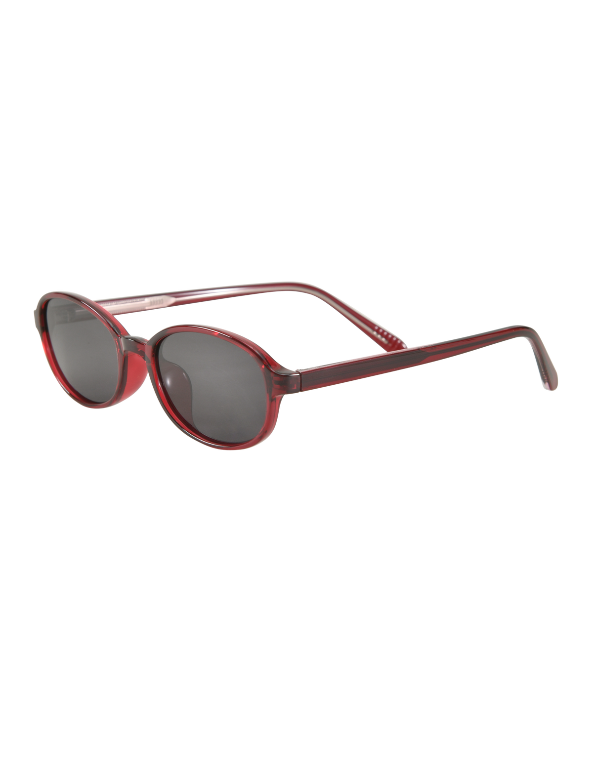 The ESTA GLASSES - RED by TIGERMIST are red, oval-shaped fashion sunglasses with dark polarized TAC lenses, UV400 protection, and slightly curved arms. Shown on a plain white background.
