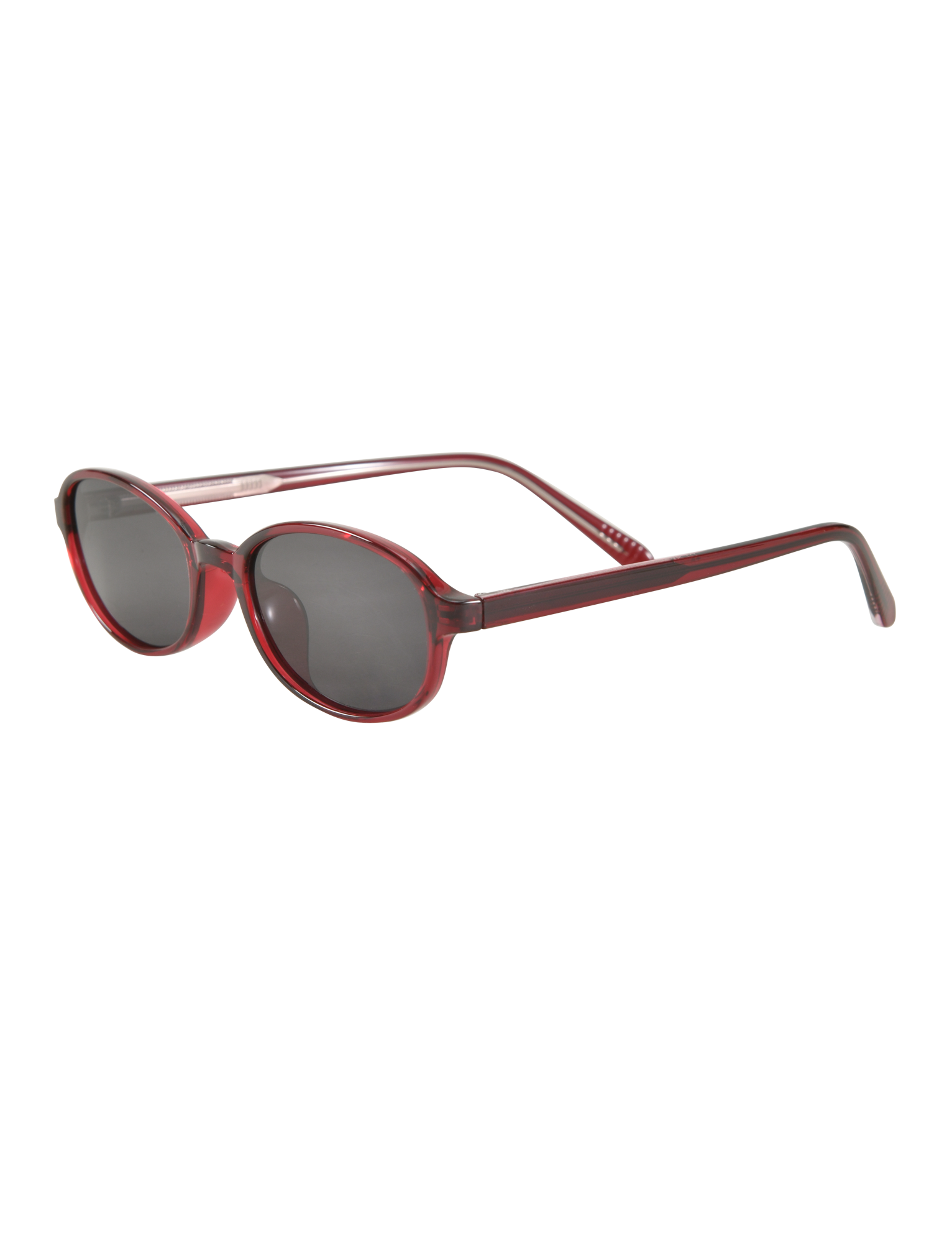 The ESTA GLASSES - RED by TIGERMIST are red, oval-shaped fashion sunglasses with dark polarized TAC lenses, UV400 protection, and slightly curved arms. Shown on a plain white background.