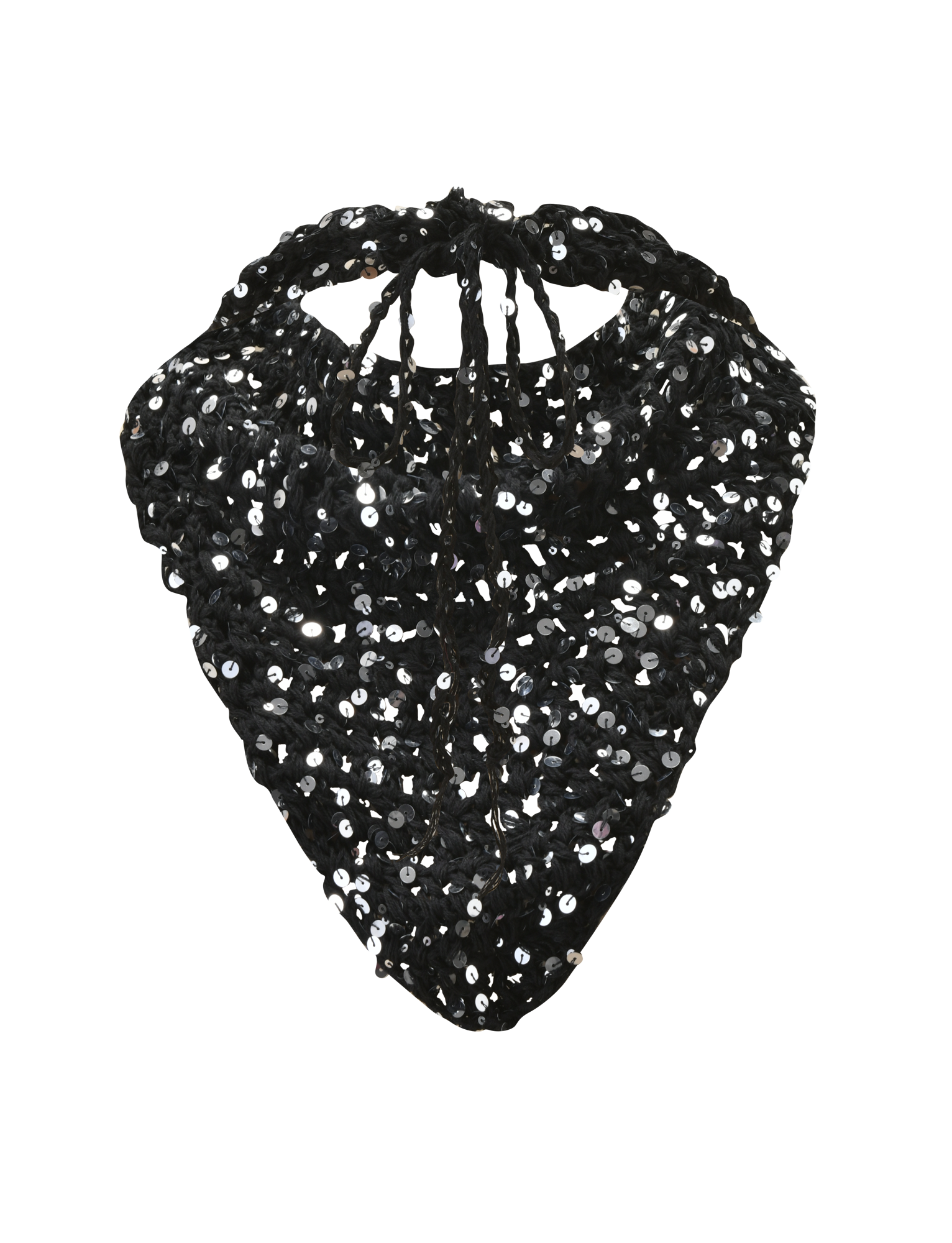 The TIGERMIST SYLVAN CROCHET SCARF in black, shown against a white background, features a stylish crochet design, making it a perfect festival accessory.