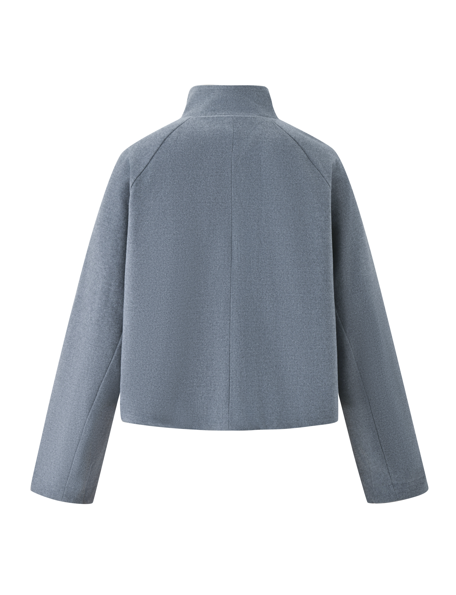 The TIGERMIST LENNEX JACKET in Heather Charcoal is shown from the back, featuring long sleeves, a mock neck collar, and a minimalist design with no visible fasteners or embellishments.