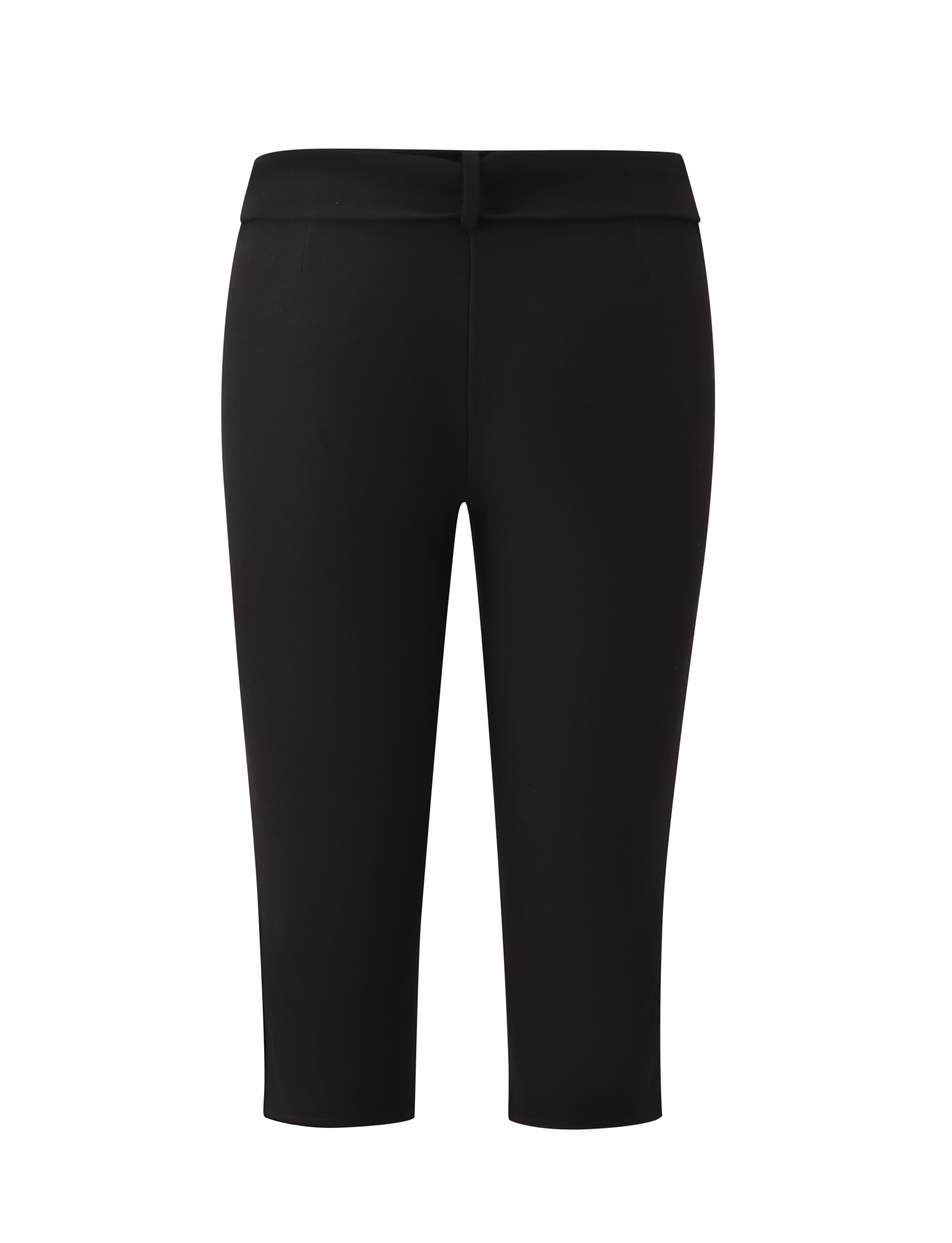 The TIGERMIST PILAR CAPRI - BLACK features a fitted design, mid-rise waist, straight legs, belt loops, and a removable waist tie, shown against a white background.
