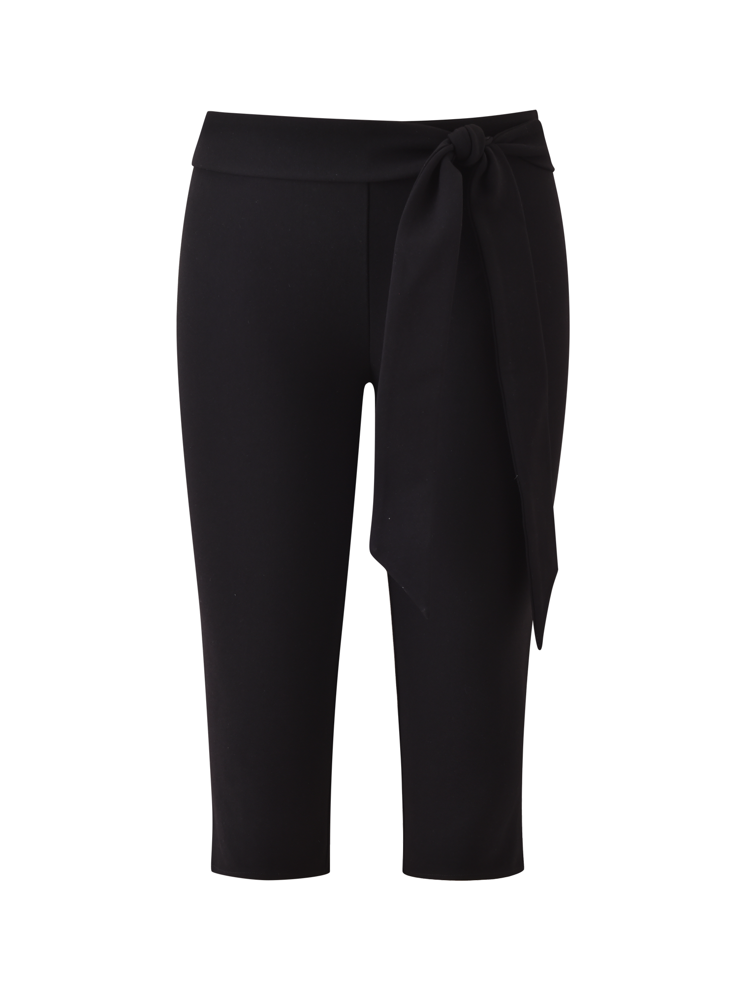 The TIGERMIST PILAR CAPRI - BLACK features a mid-rise waist and a removable side-knotted waist tie, displayed against a plain white background.