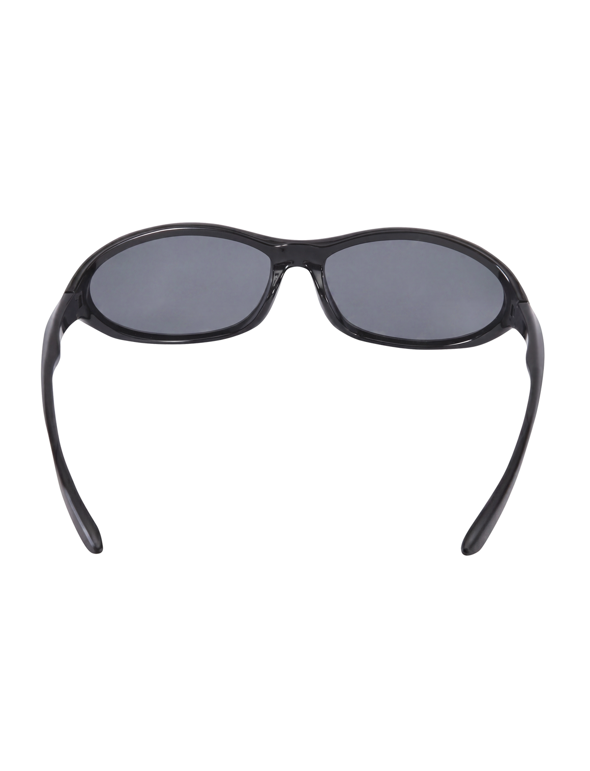 The RIVAH FASHION GLASSES - BLACK by TIGERMIST are black acrylic fashion glasses with dark, reflective lenses, shown from the front with slightly open arms against a plain white background.