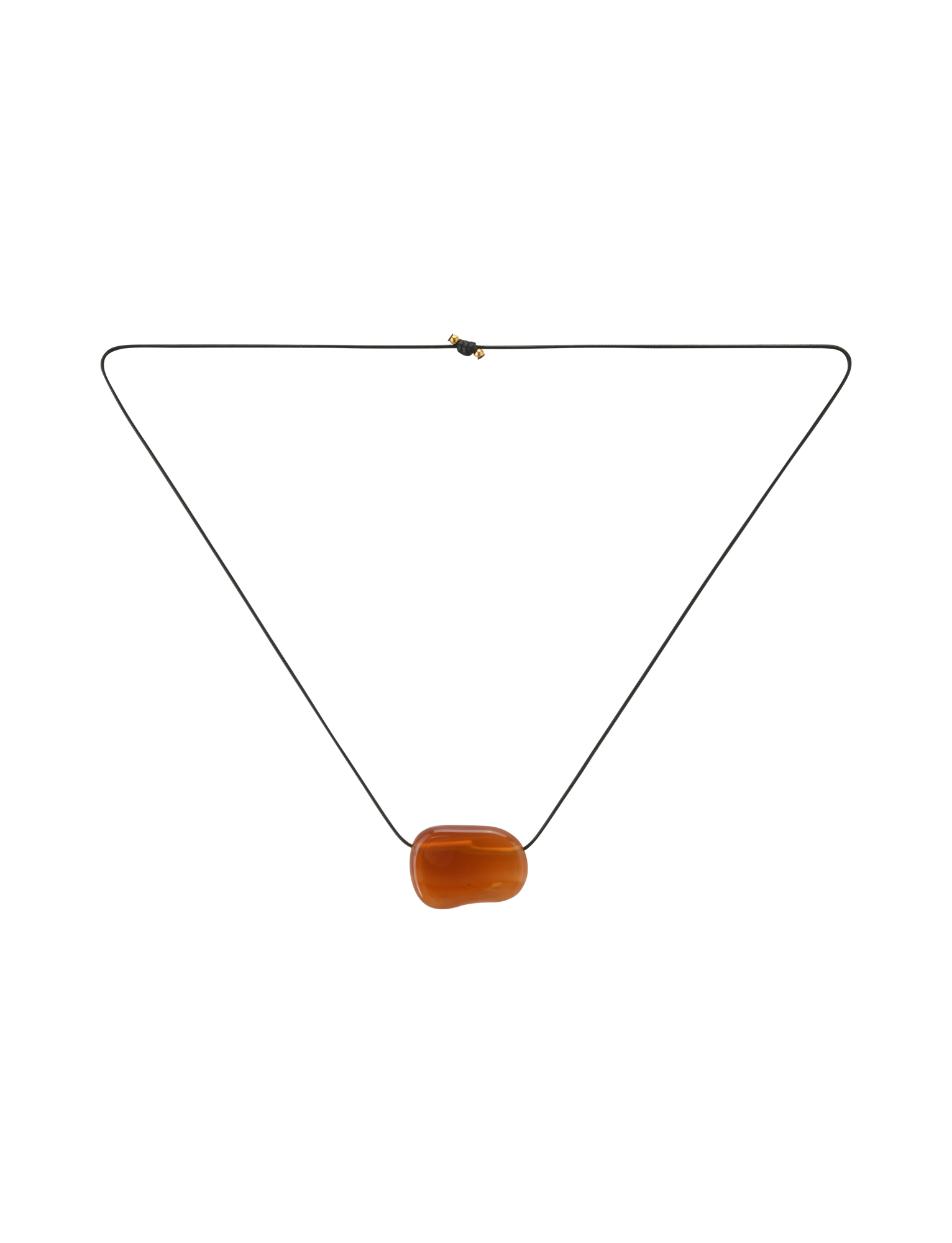 The TIGERMIST ALILAH NECKLACE - AMBER is a minimalist black cord necklace with a single smooth, oval amber bead pendant, shown on a plain white background.
