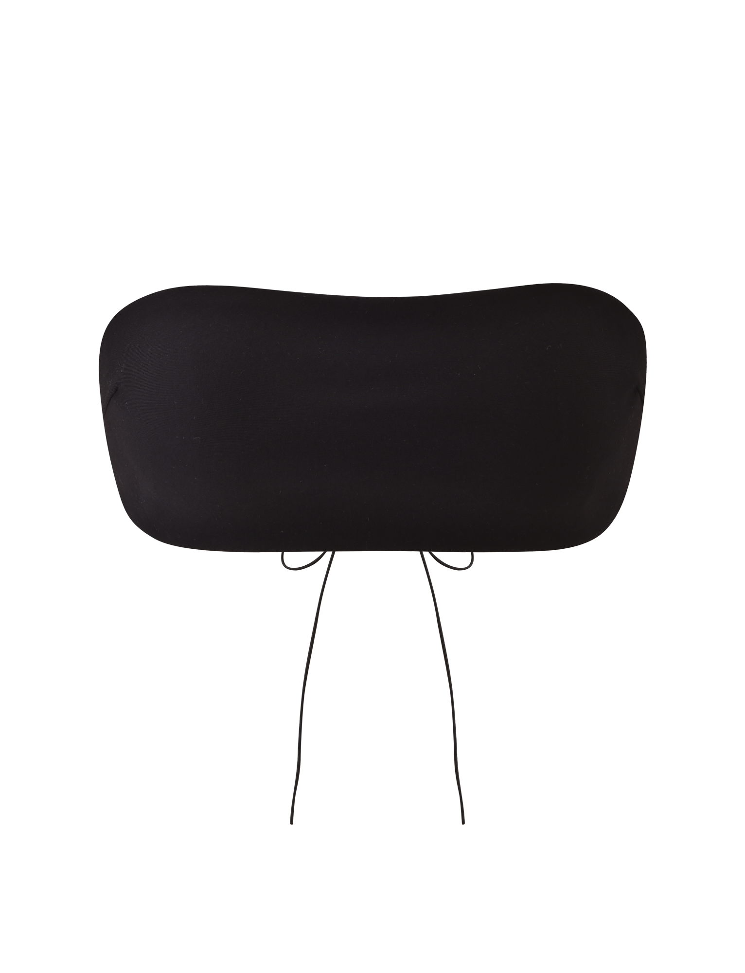 The TIGERMIST PILAR BANDEAU in black features a cropped fit, straight neckline, and thin adjustable center ties, shown against a plain white background.