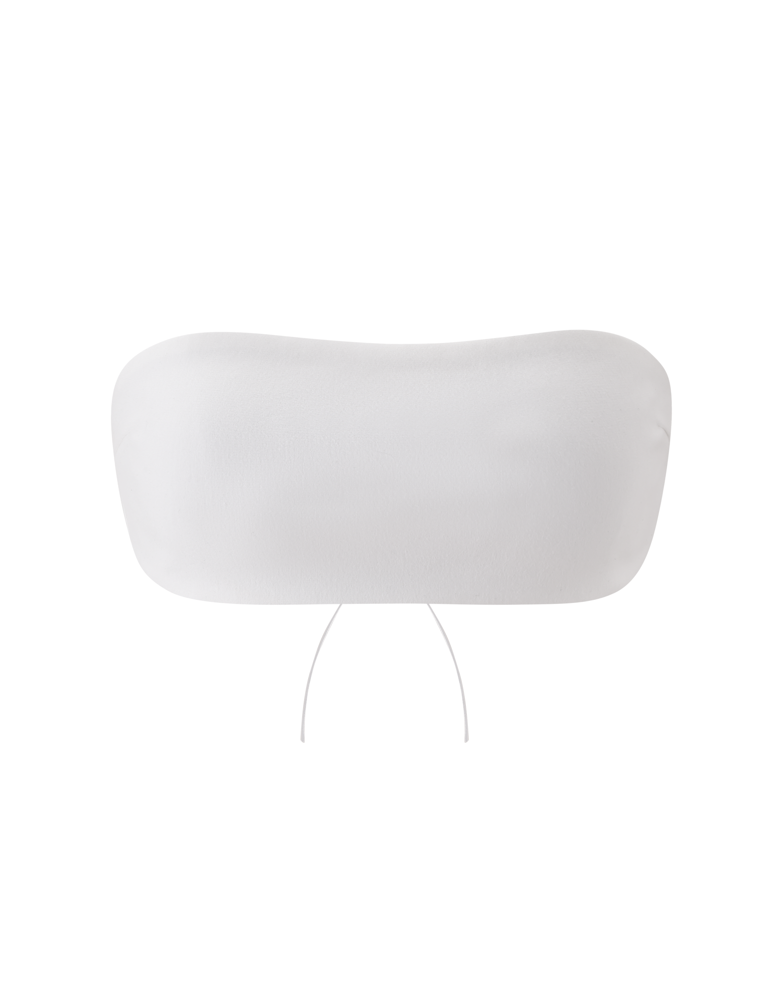 The PILAR BANDEAU - WHITE by TIGERMIST is a minimalist, cropped, strapless top in smooth ponte jersey with a thin adjustable lace-up back, shown against a plain white background.