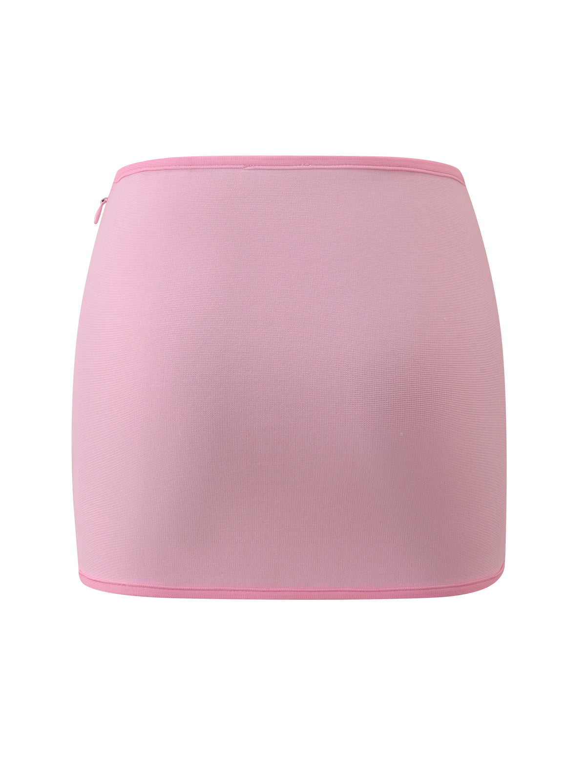 The BRIGIT BANDAGE MINI SKIRT by TIGERMIST is a light pink, fitted bodycon mini skirt, shown from the front against a white background.