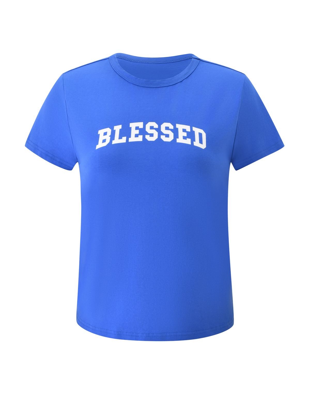 The BLESSED BABY TEE - BLUE by TIGERMIST is a vintage-inspired, relaxed fit baby tee with short sleeves. It features the word “BLESSED” printed in bold white capital letters across the chest and is shown on a plain white background.