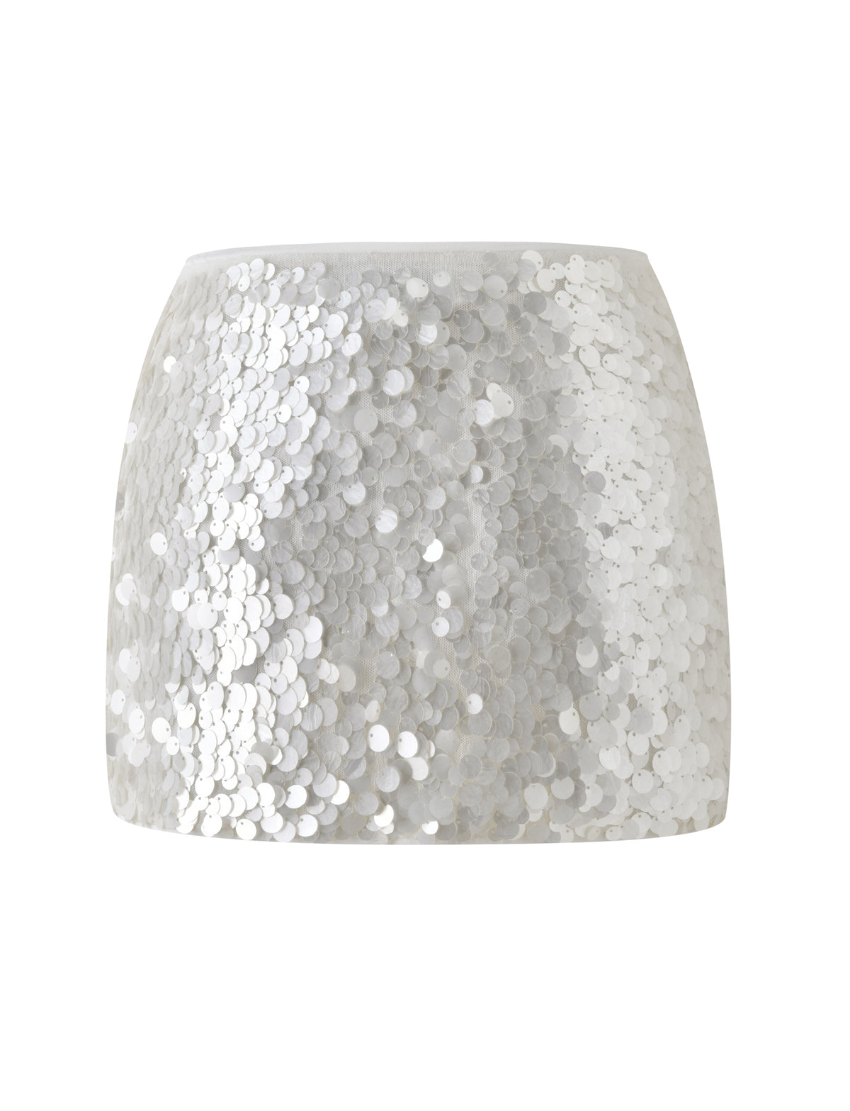 SOLARE MINI SKIRT - IVORY faux shell sequin mini skirt.