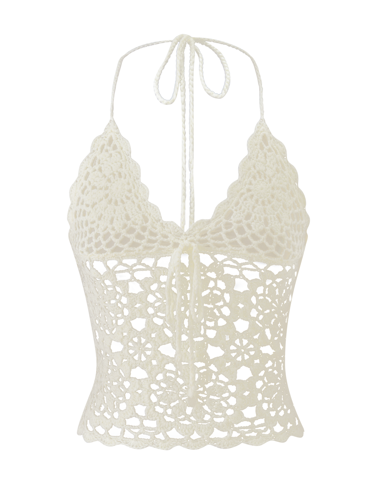 SASHA CROCHET HALTER TOP - IVORY