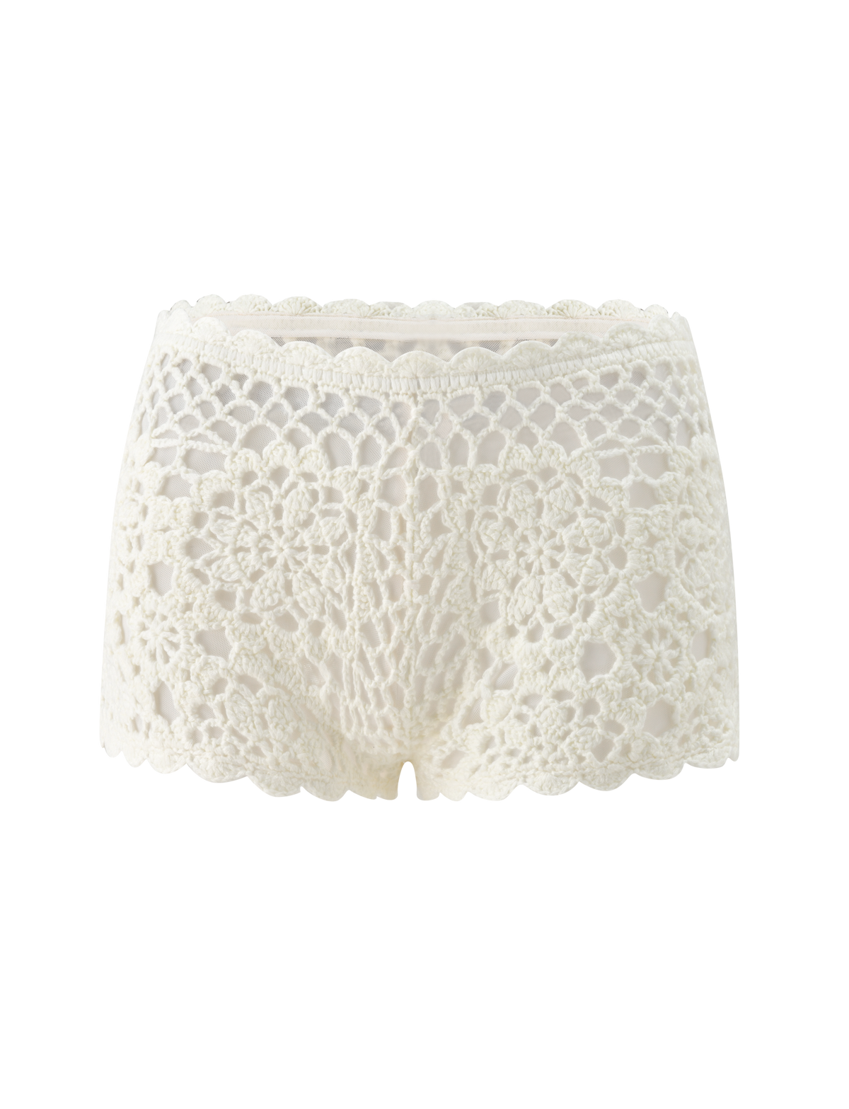 Tiger Mist Sasha Crochet Short in ivory, ghost mannequin front view