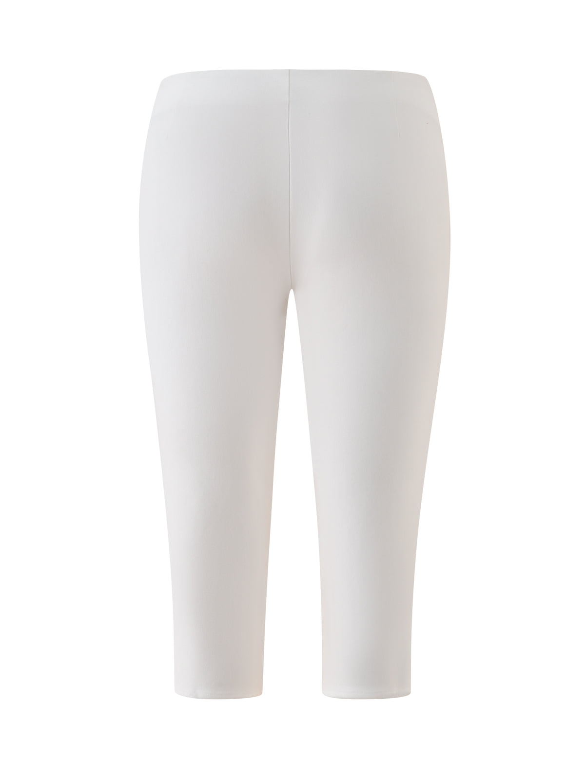 Back view of ivory MOLLIE CAPRI - IVORY mid-rise capri leggings in stretch ponte.