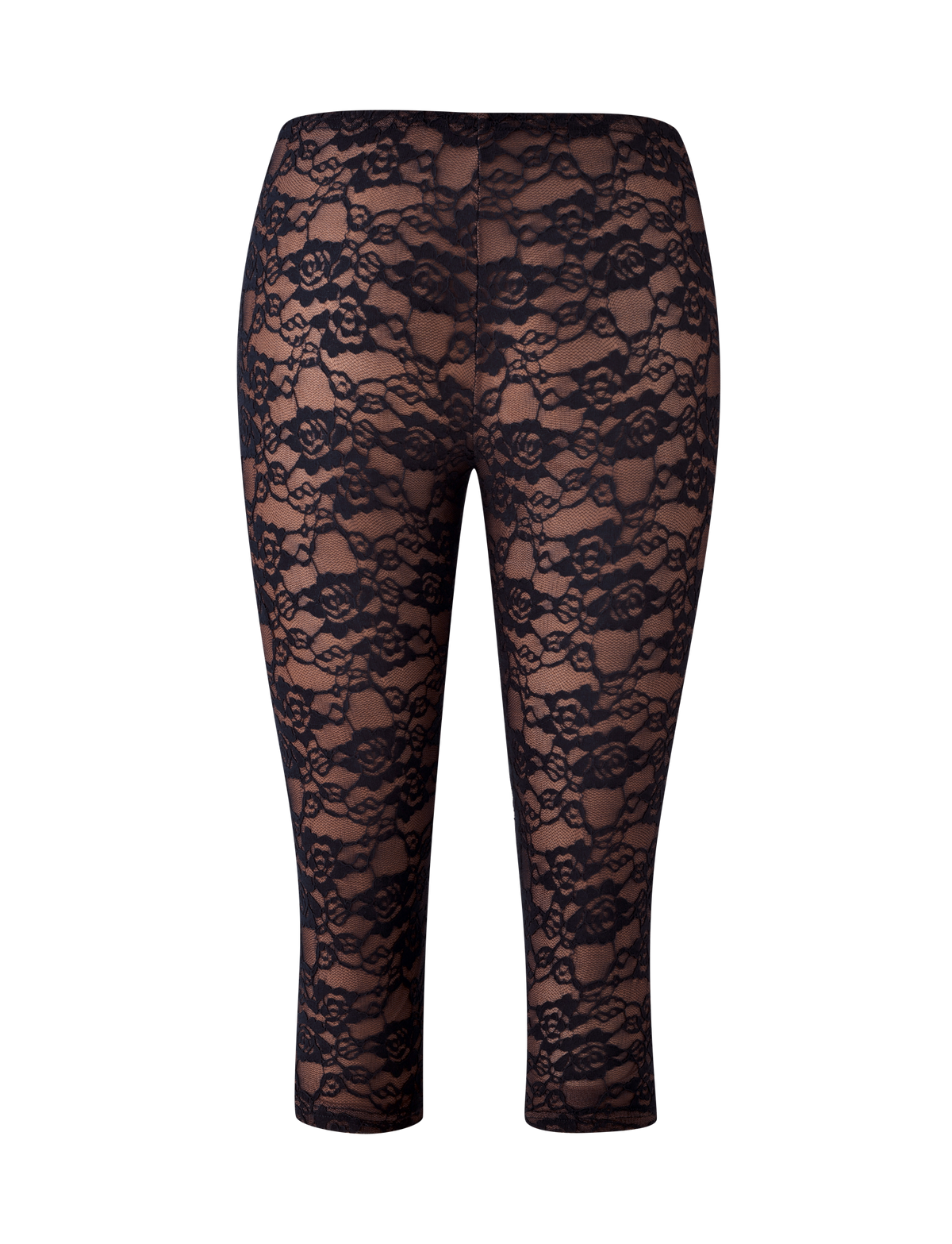 MAREN 2.0 CAPRI - BLACK lace capri leggings with an elastic waistband and a bodycon fit.