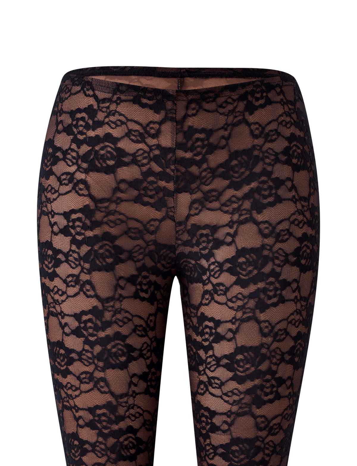 MAREN 2.0 CAPRI - BLACK lace leggings in a bodycon fit with an elastic waistband.