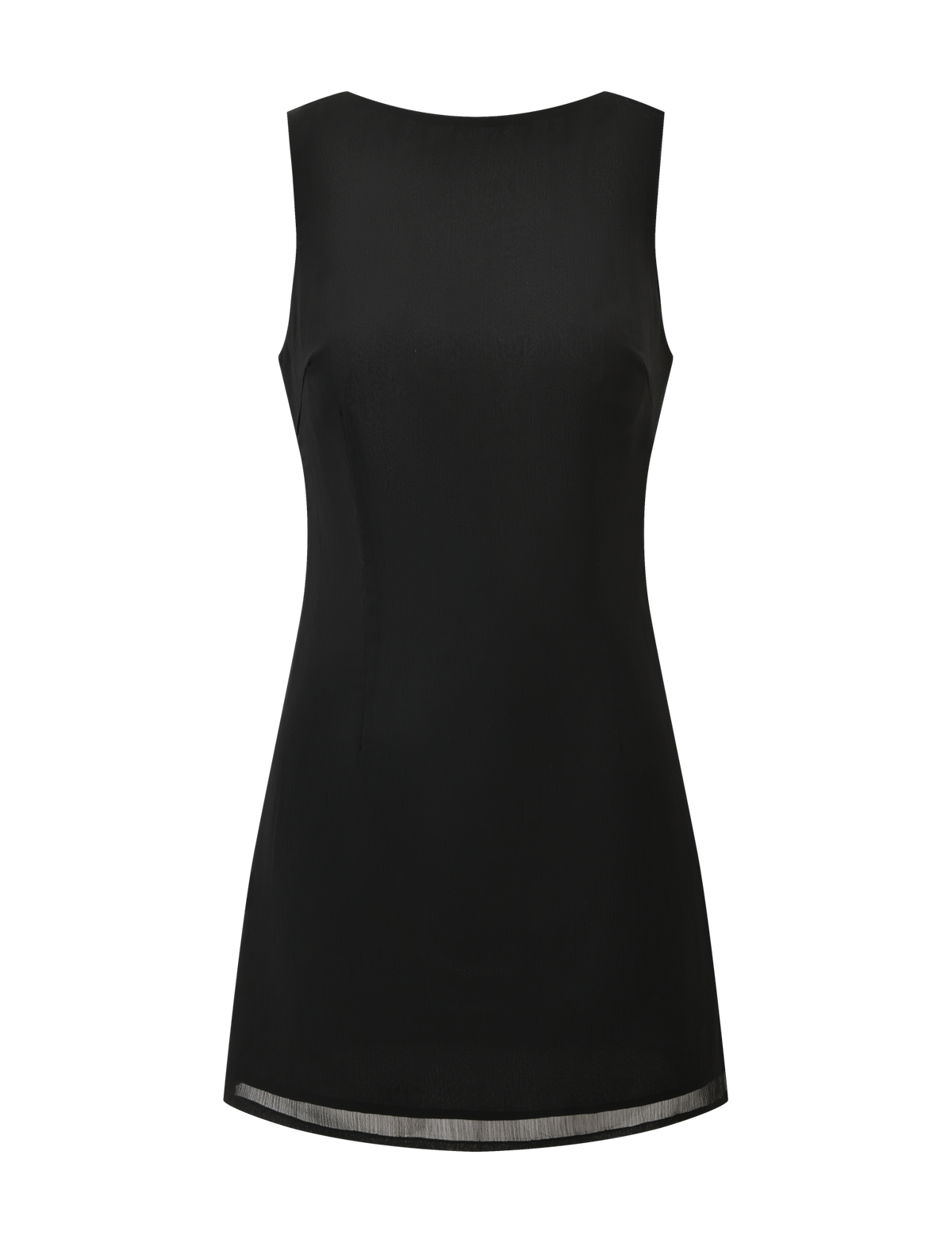 The KAELIE MINI DRESS by TIGERMIST is a sleeveless, knee-length black dress with a simple, elegant design and a straight, slightly fitted silhouette, shown on a plain white background.