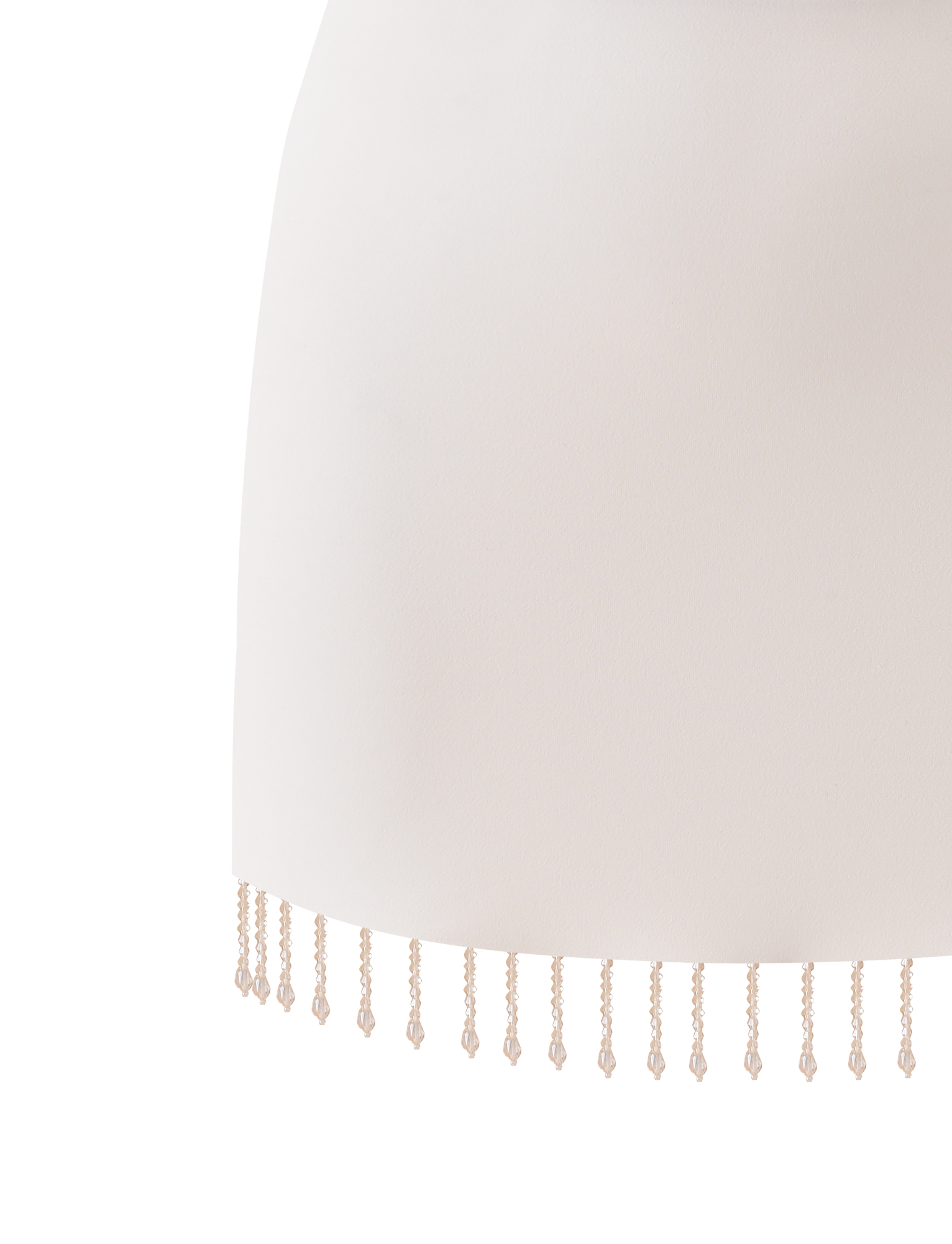 The TIGERMIST AUBRIELLA TASSLE MINI SKIRT in cream features a straight hem accented with delicate beaded tassels that hang evenly along the edge.