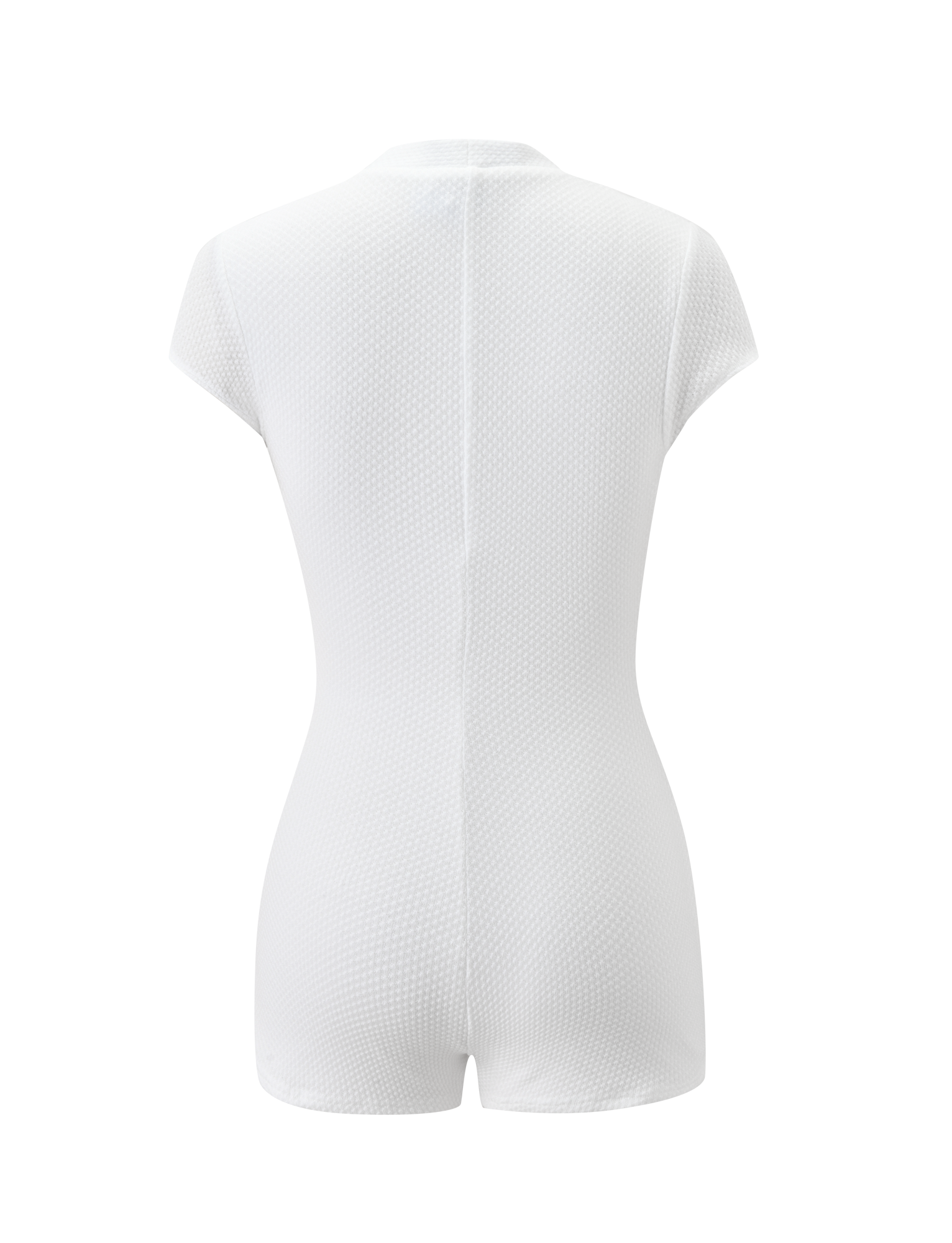 The TIGERMIST HILSIE PLAYSUIT in white features form-fitting shorts and is showcased against a crisp white background.